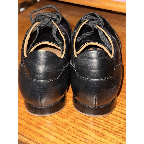 Paul Fredrick Mens Black Leather Office Shoes Sz 9.5 Lace Up Comfy EUC